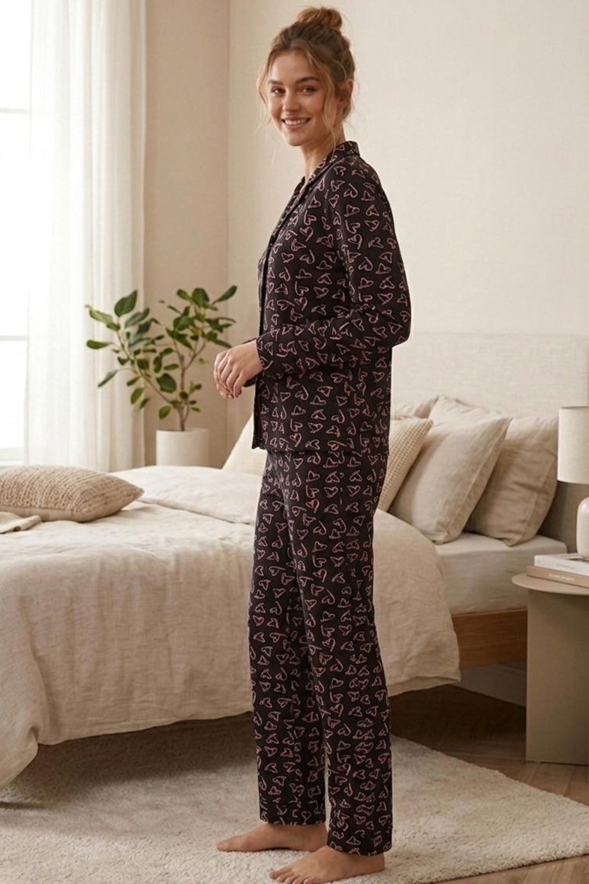 Baston Şeker Desenli Uzun Kollu Pijama Takımı 4601 -