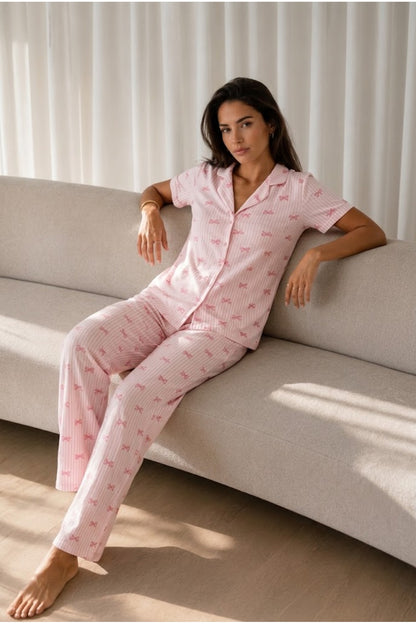Kadın Loose Uzun Paça Pamuk Pijama Takımı