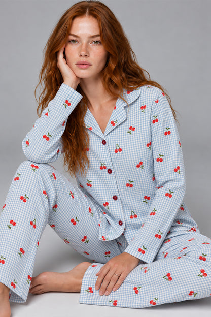 Kadın Kurdela Desenli Bol Renkli Pijama Takımı 4798