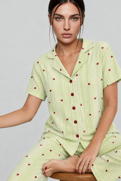 Kadın Kısa Kollu Rahat Pijama Takımı 4728