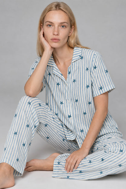 Kadın Kısa Kollu Rahat Pijama Takımı 4728