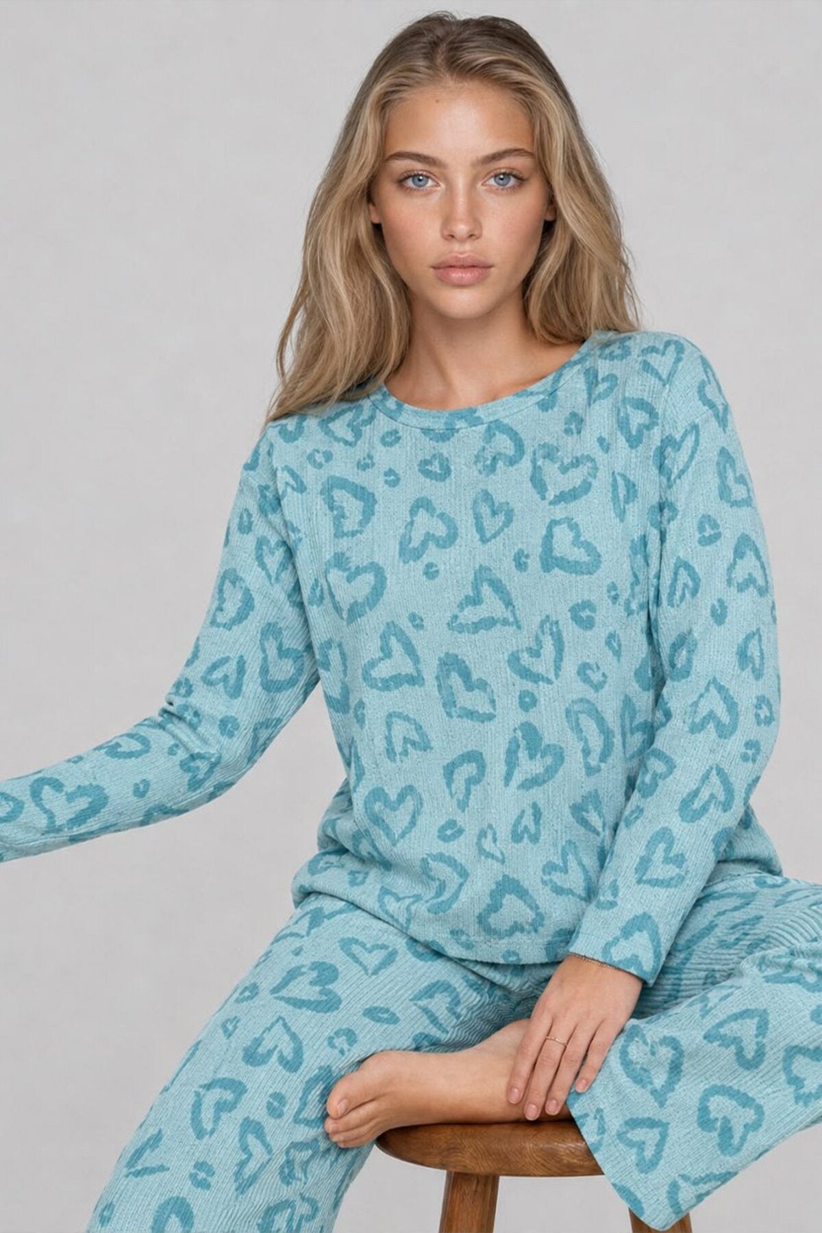 Kadın Desenli Uzun Kollu Pijama Takımı 4722