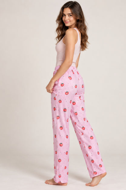 Kadın Çizgili Bluz Desenli Askılı Pijama Takımı