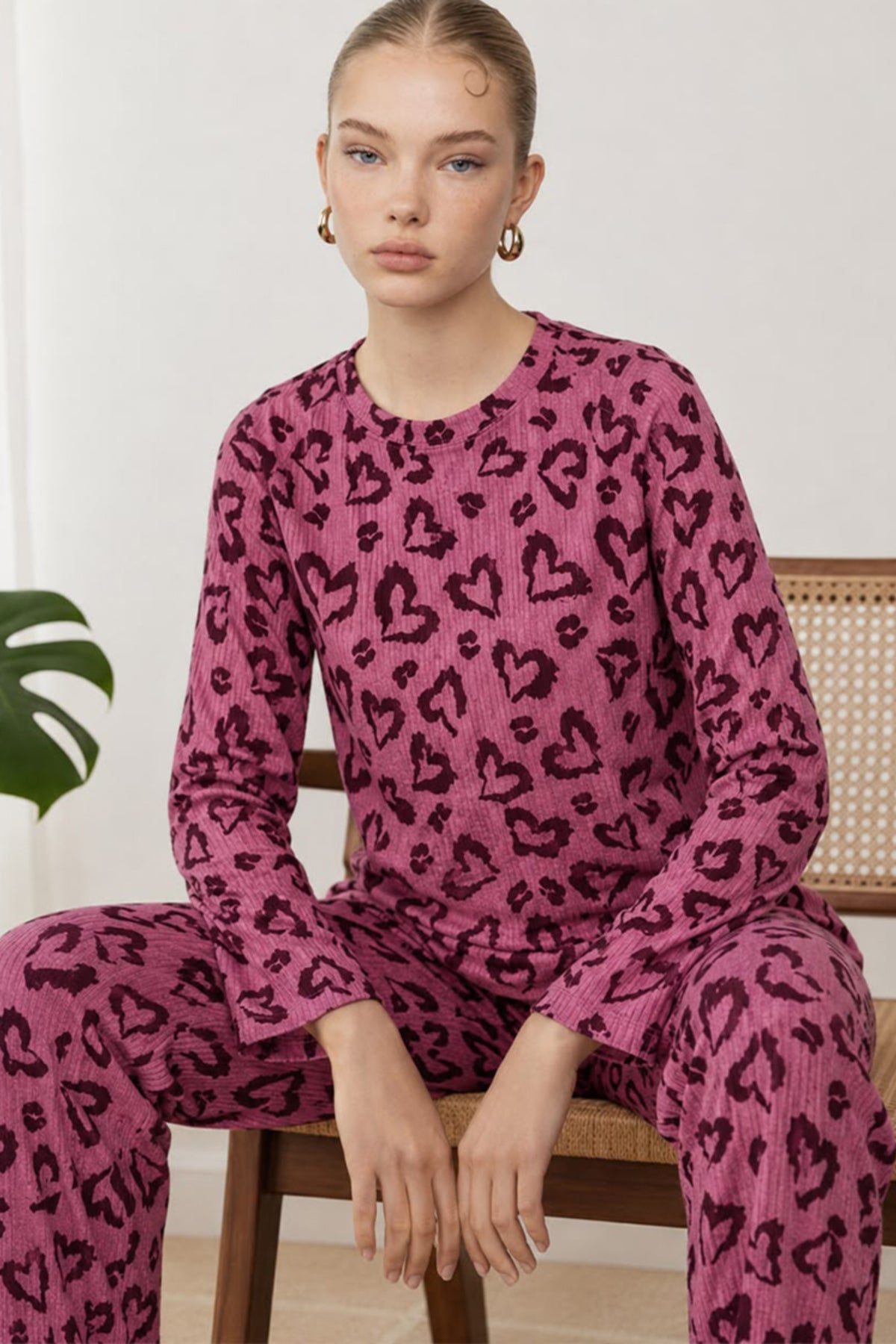 Kadın Çizgili Regular Fit Pijama Takımı 4691