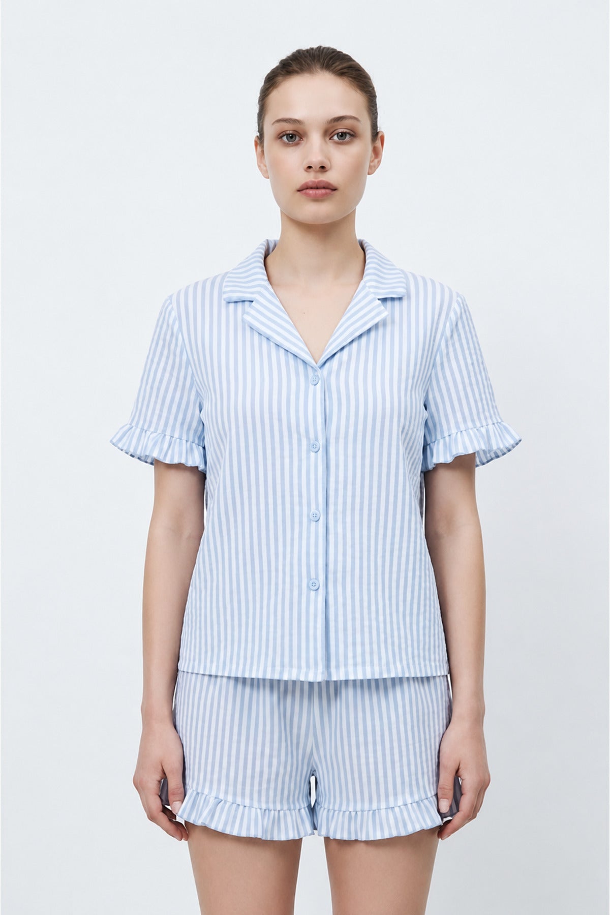 Kadın Premium Fırfırlı Pijama Takımı