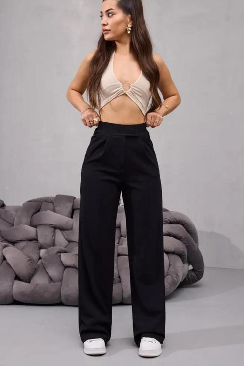 Likralı Cırtlı Rahat Palazzo Pantolon