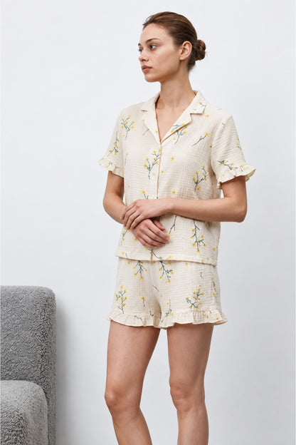 Kadın Premium Fırfırlı Pijama Takımı