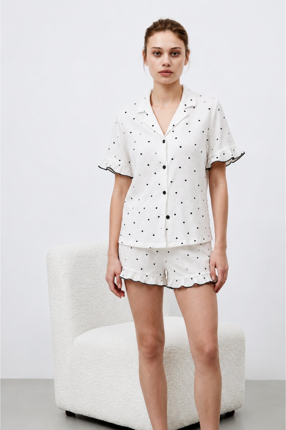 Kadın Premium Fırfırlı Pijama Takımı