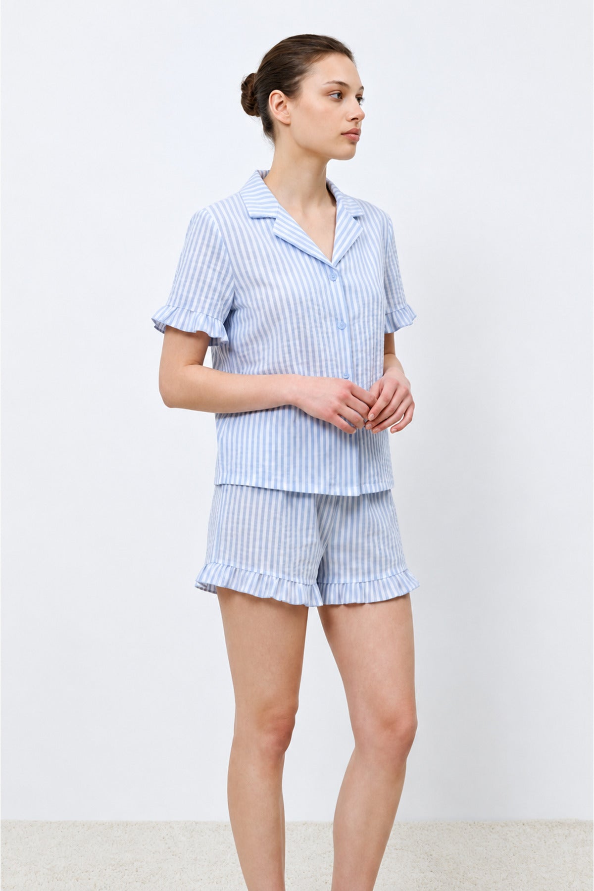 Kadın Premium Fırfırlı Pijama Takımı