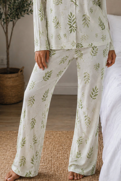 Kadın Örme Gömlek Yaka Pijama Takımı
