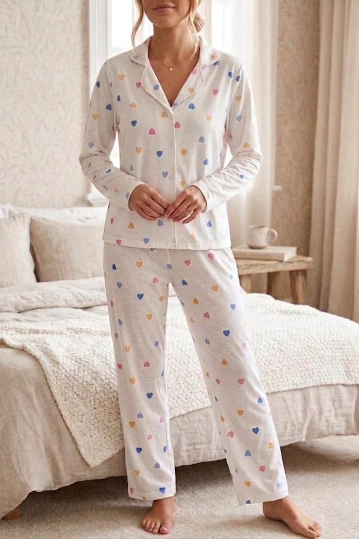 Baston Şeker Desenli Uzun Kollu Pijama Takımı 4601 -