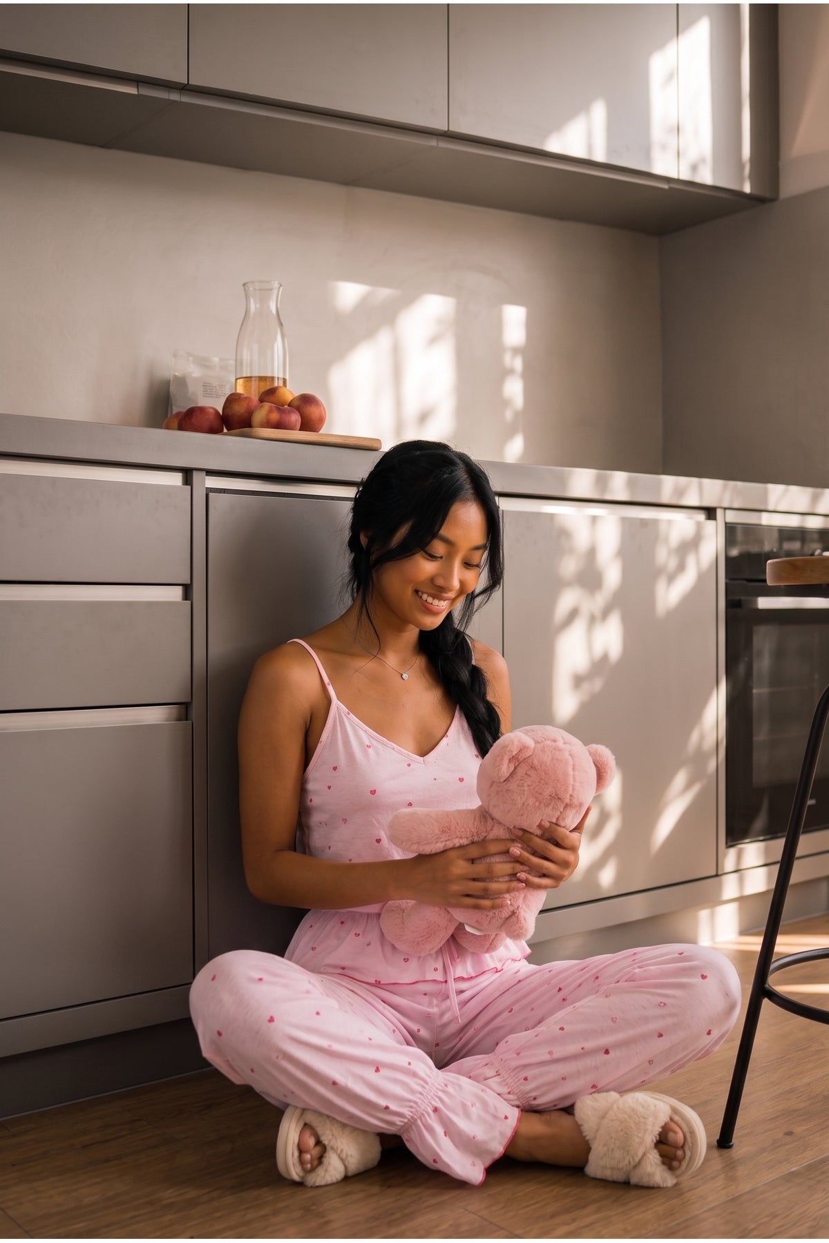 Kadın Homewear Tüylenmez İkili Pembe Pijama Takımı