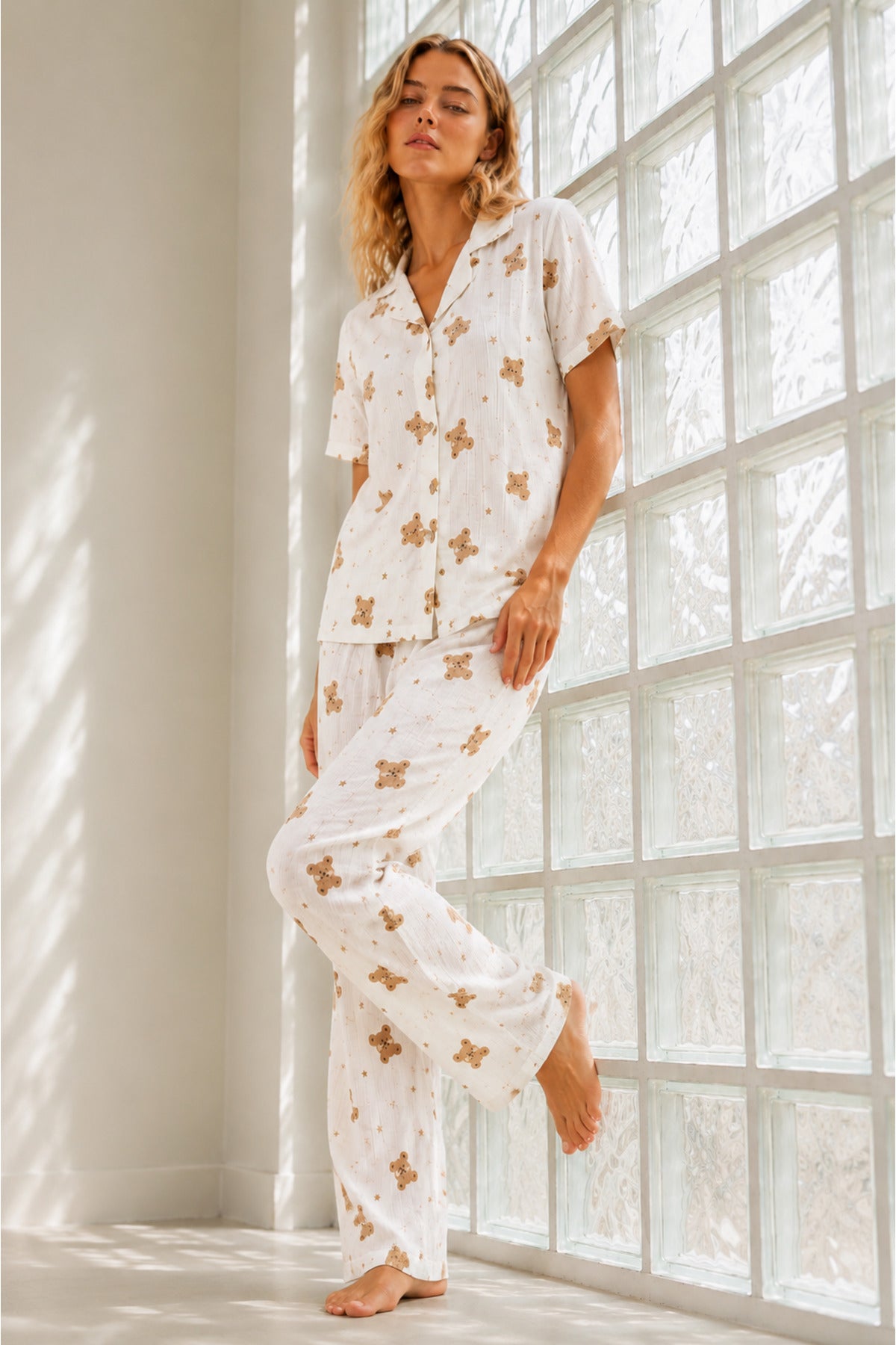 Kadın Genç Loose İpliği Boyalı Pijama Takımı