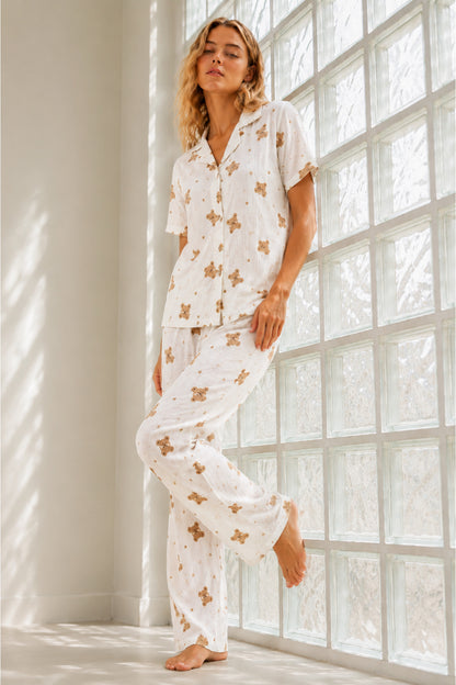 Kadın Genç Loose İpliği Boyalı Pijama Takımı
