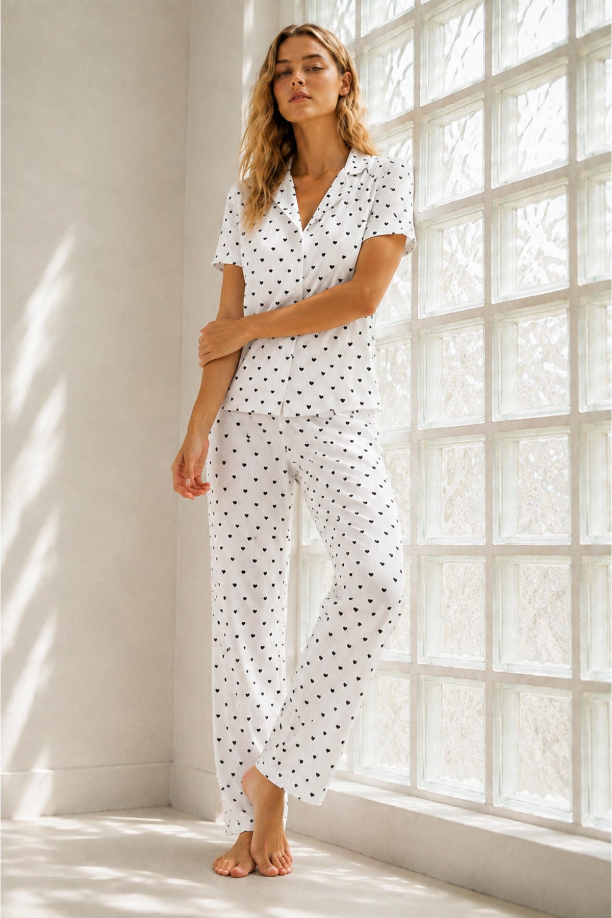 Kadın Genç Loose İpliği Boyalı Pijama Takımı