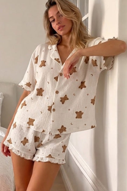 Kadın Viskon Kısa Kol Regular Pijama Takımı