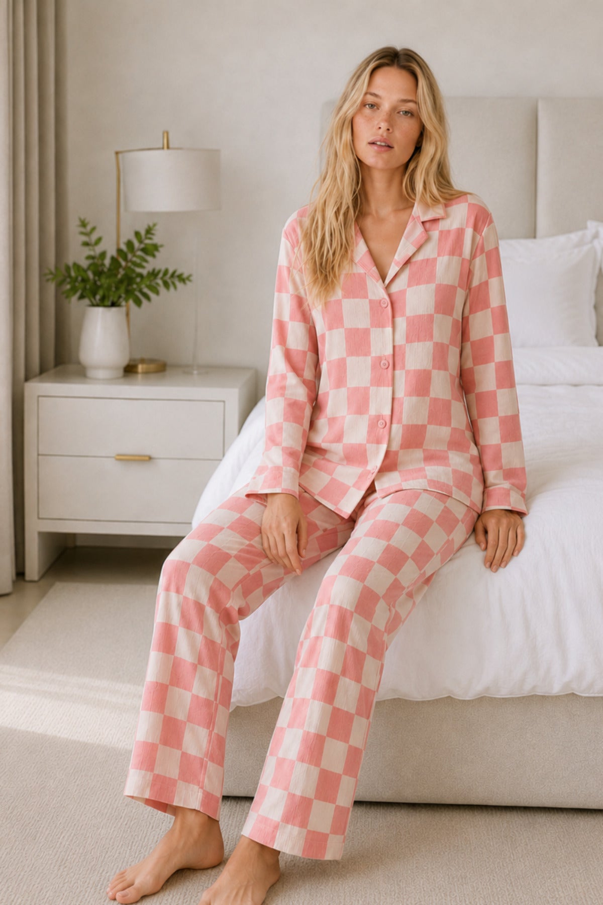 Kadın Casual Esnek Bol Pijama Takımı 4672