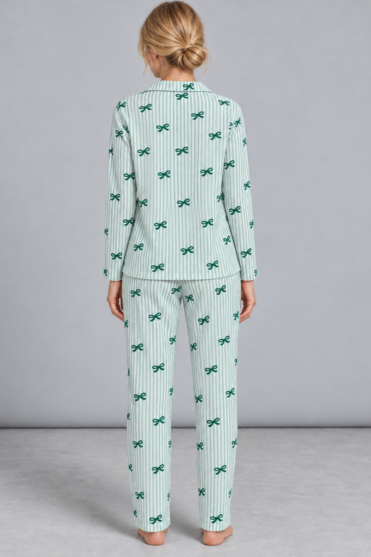 Kadın Kurdela Desenli Bol Renkli Pijama Takımı 4798