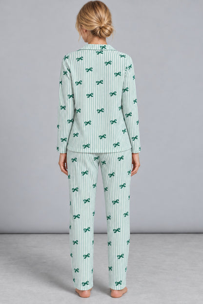 Kadın Kurdela Desenli Bol Renkli Pijama Takımı 4798