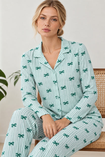Kadın Kurdela Desenli Bol Renkli Pijama Takımı 4798
