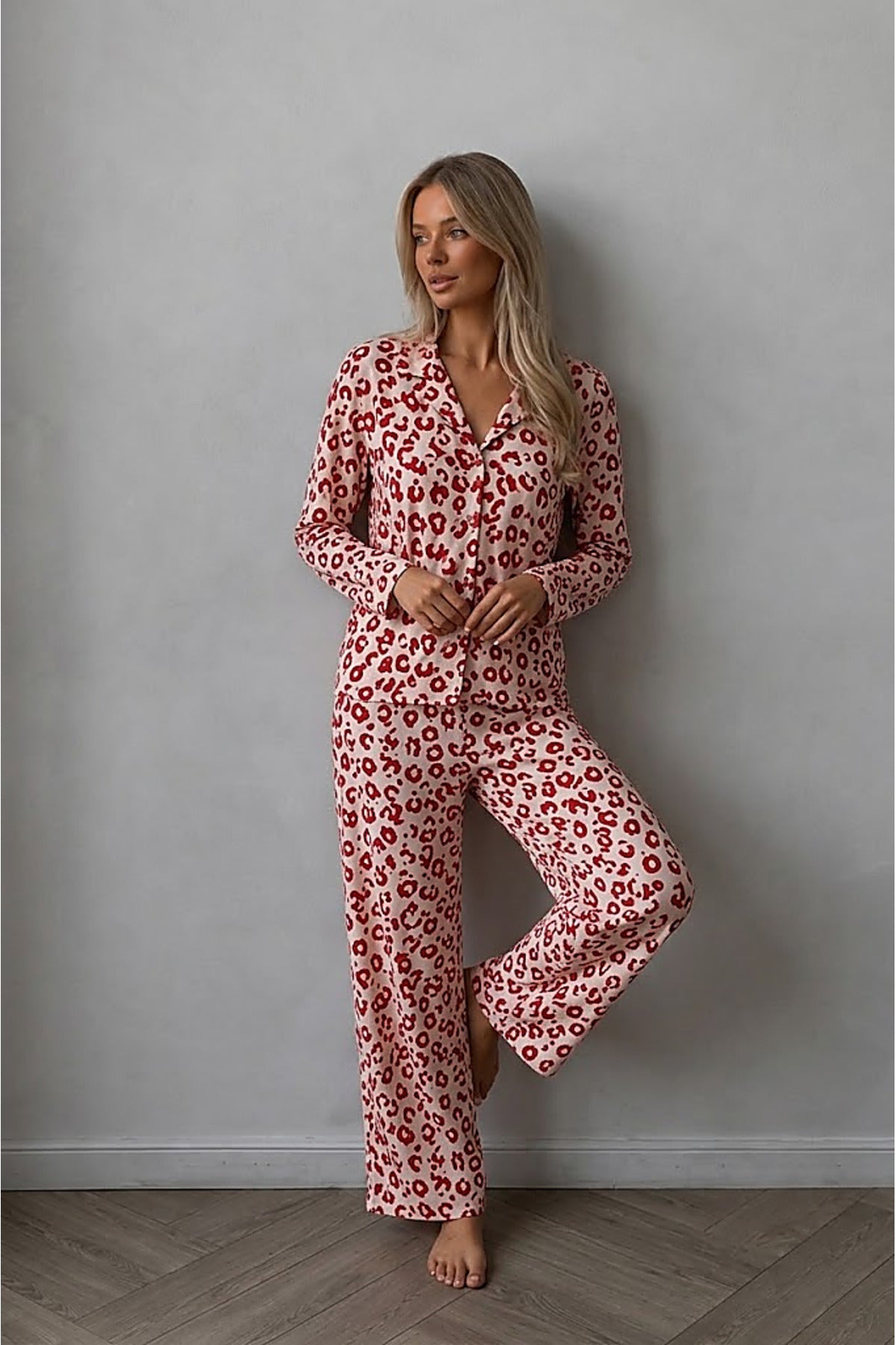 Kadın Düğmeli Uzun Uyku Ve Pijama Takımı