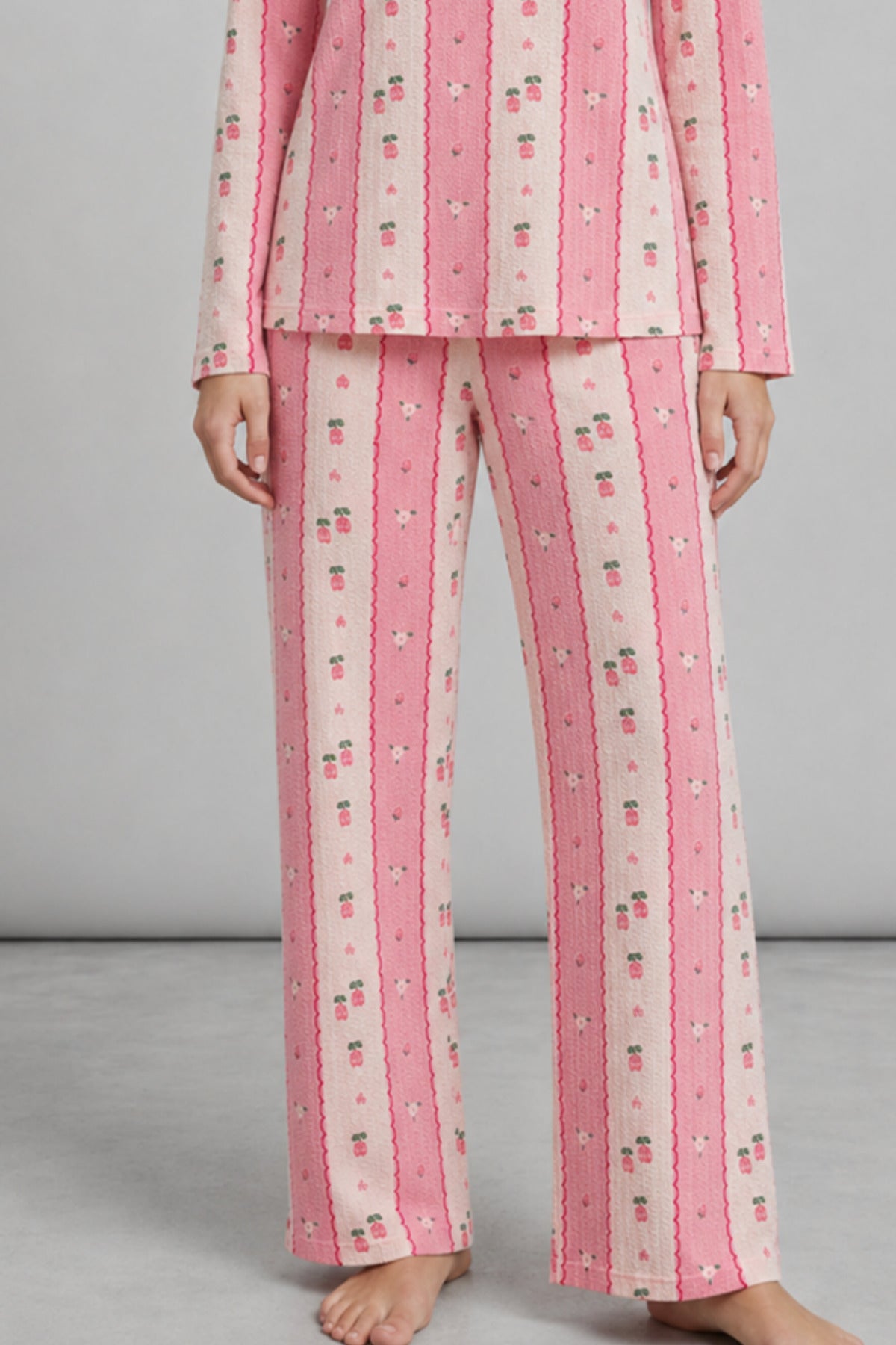 Kadın Bol Paça Relaxed Pembe Pijama Takımı 4692