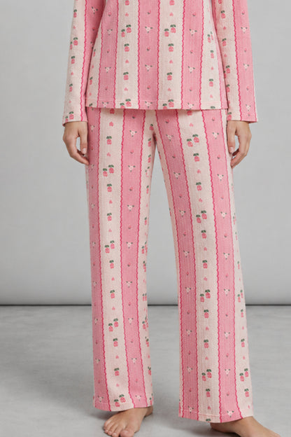 Kadın Bol Paça Relaxed Pembe Pijama Takımı 4692