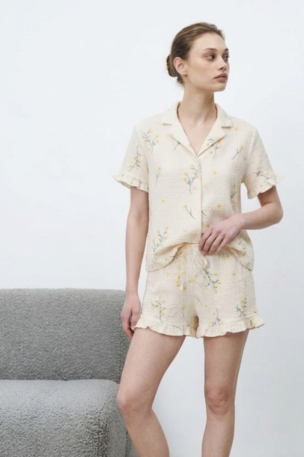 Kadın Premium Fırfırlı Pijama Takımı
