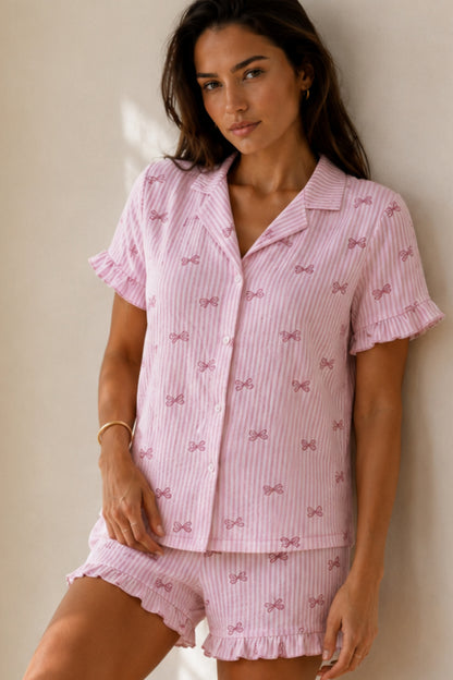 Kadın Düz Pamuk Homewear Pijama Takımı