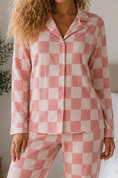 Kadın Örme Gömlek Yaka Pijama Takımı