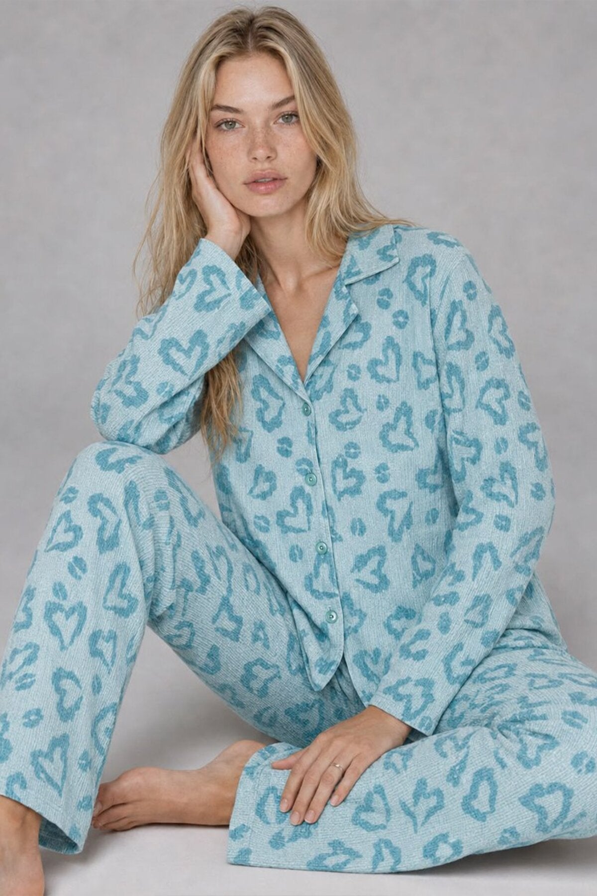 Kadın Uzun Kol Rahat Pijama Takımı 4761