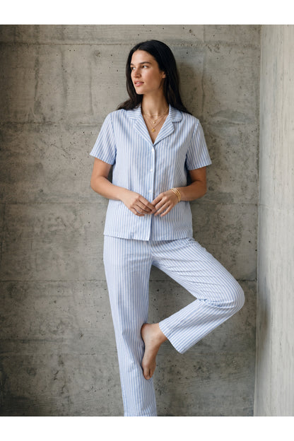 V Yaka Düğmeli Casual Pijama Takımı