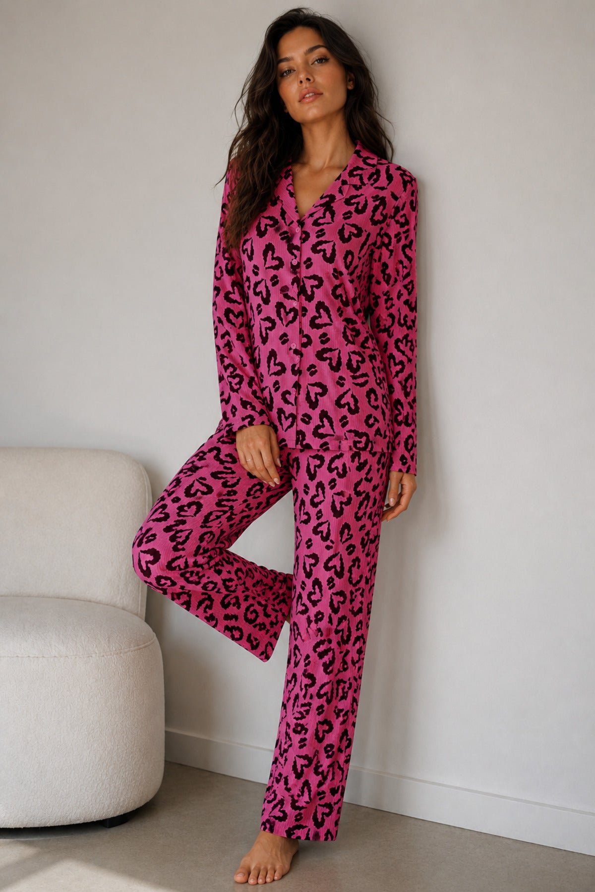 Kadın Uzun Kol Pamuklu Pijama Takımı