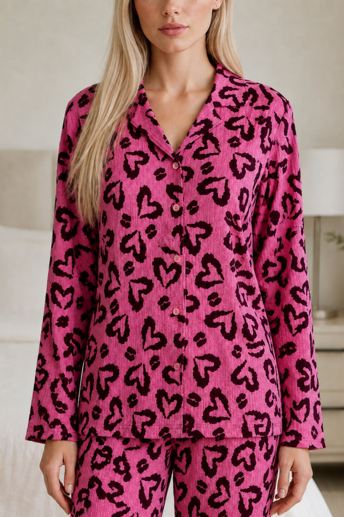 Kadın Casual Esnek Bol Pijama Takımı 4672