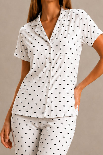Kadın Kısa Kol Rahat Kalıp Şık Pijama Takımı