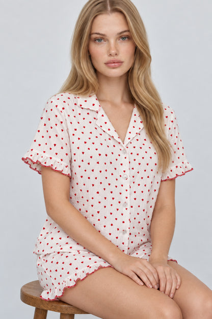 Kadın Şortu Rahat Ekru Pijama Takımı 4747