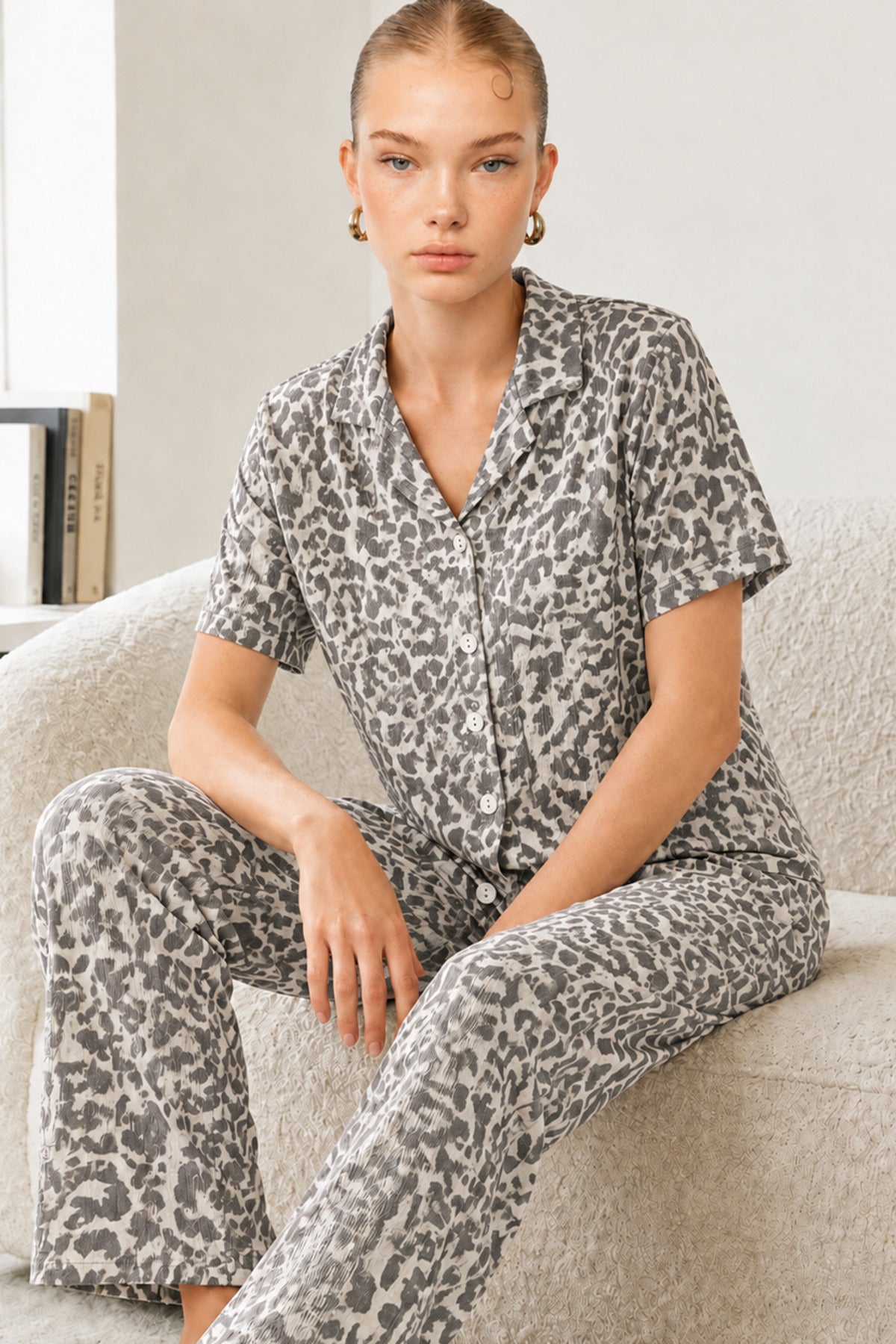 Kadın Kısa Kollu Rahat Pijama Takımı 4728