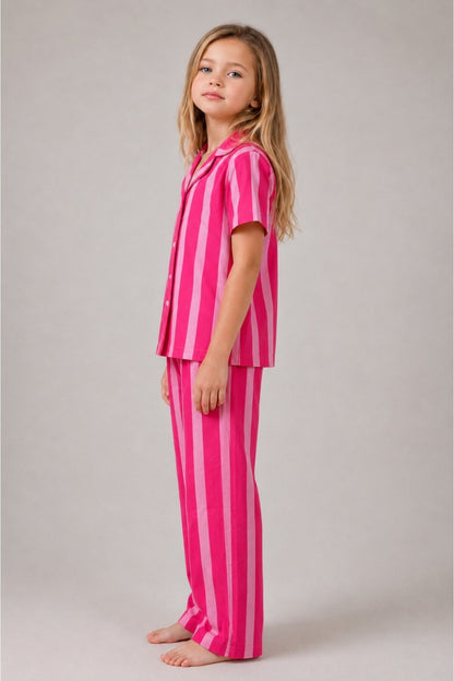 Kız Çocuk Çizgili Gecelik Pijama Takımı