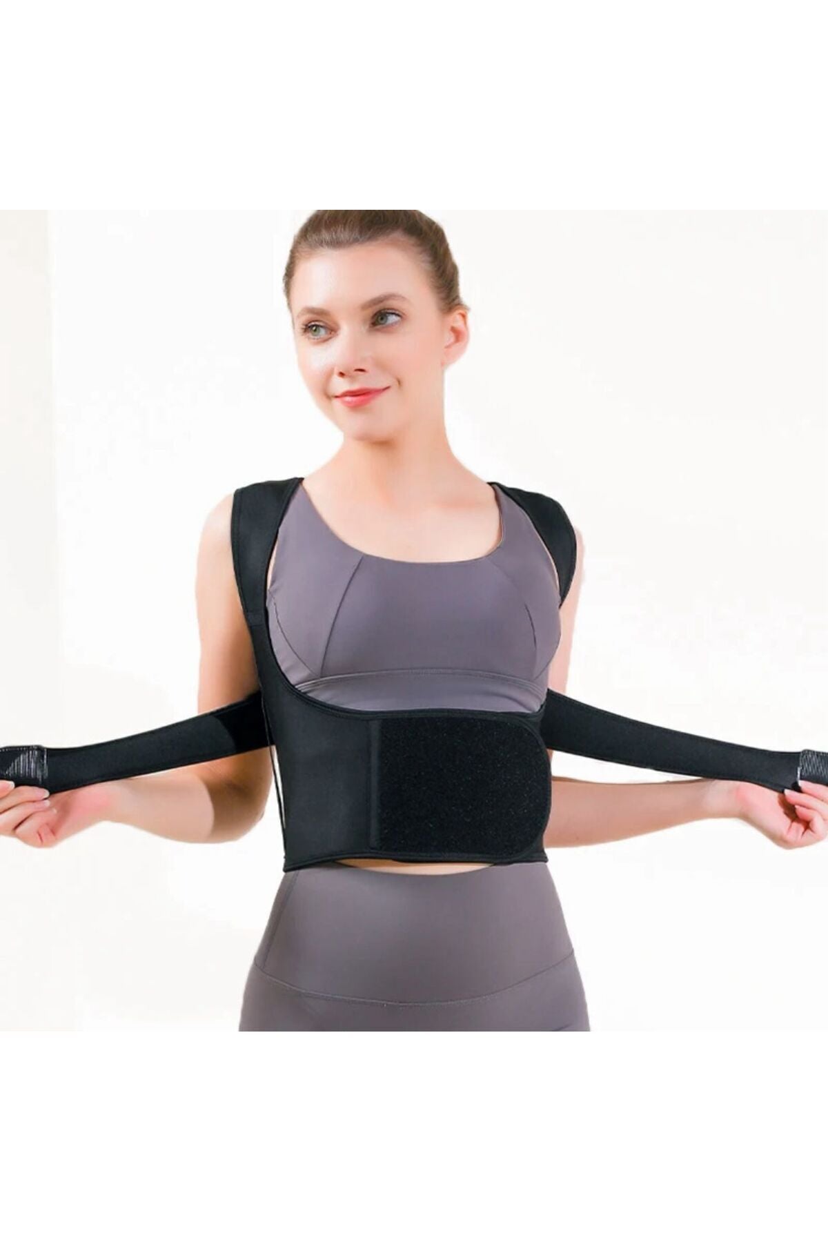 Ayarlanır Medikal Dik Duruş Sırt-bel Korsesi Kadın-erkek Kamburluk Önleyici Dik Duruş Sporcu 4421 Siyah