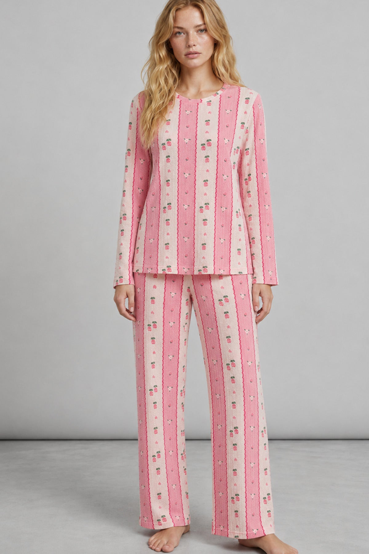 Kadın Bol Paça Relaxed Pembe Pijama Takımı 4692