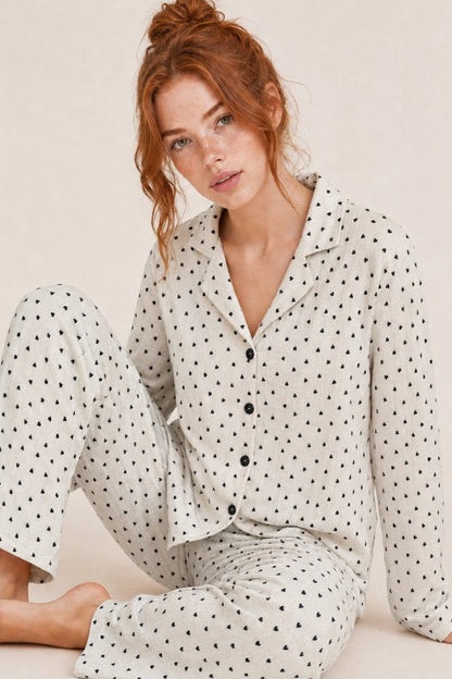Kadın Uzun Kol Rahat Pijama Takımı 4761