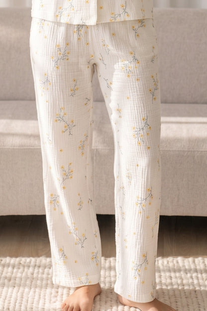Kadın Loose Uzun Paça Pamuk Pijama Takımı