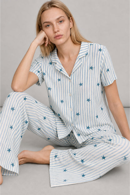 Kadın Kısa Kollu Rahat Pijama Takımı 4728
