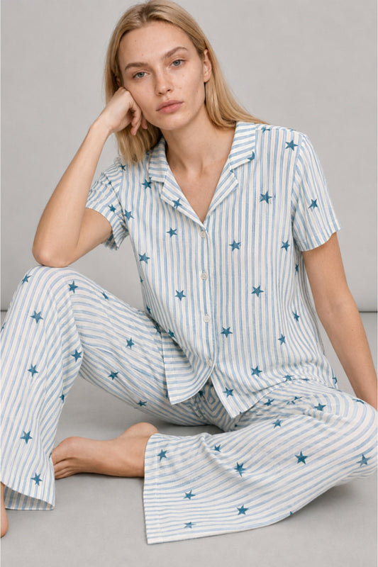 Kadın Kısa Kollu Rahat Pijama Takımı 4728