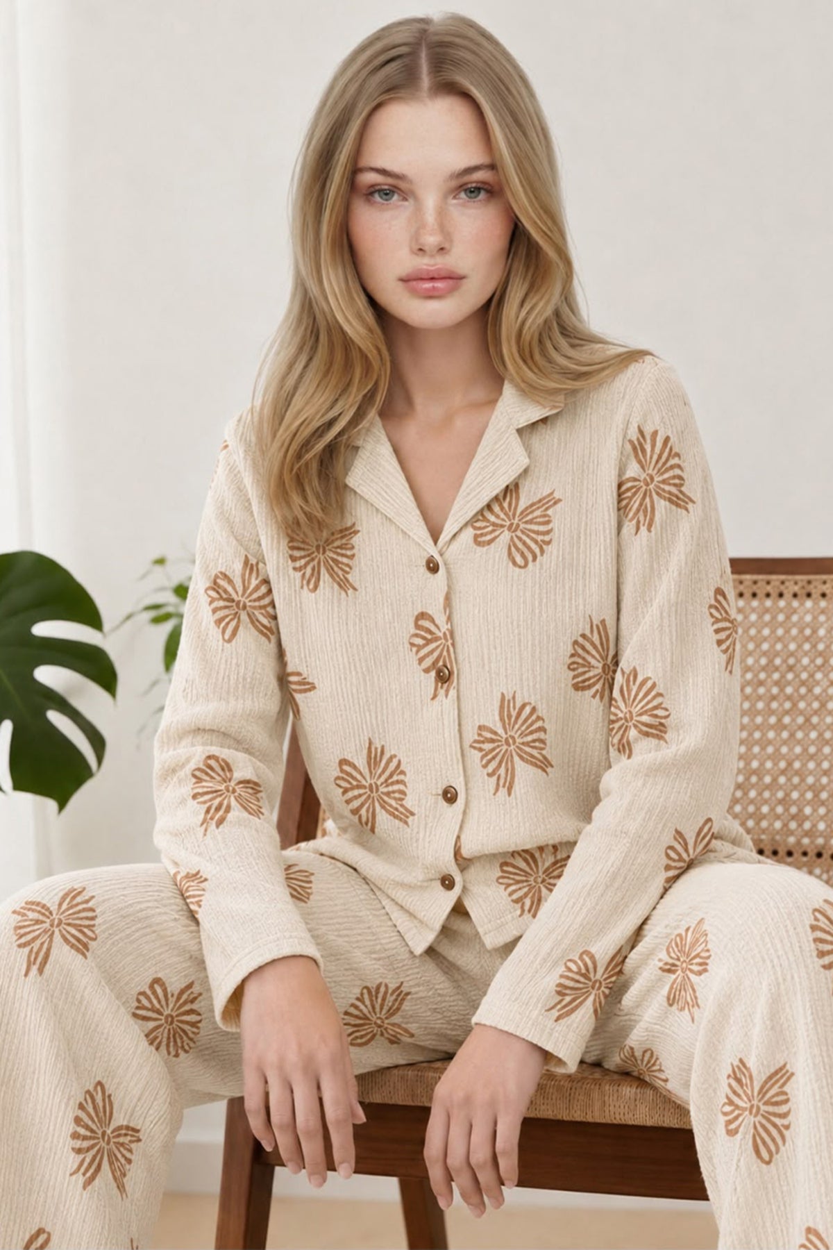 Kadın Uzun Kol Rahat Pijama Takımı 4761