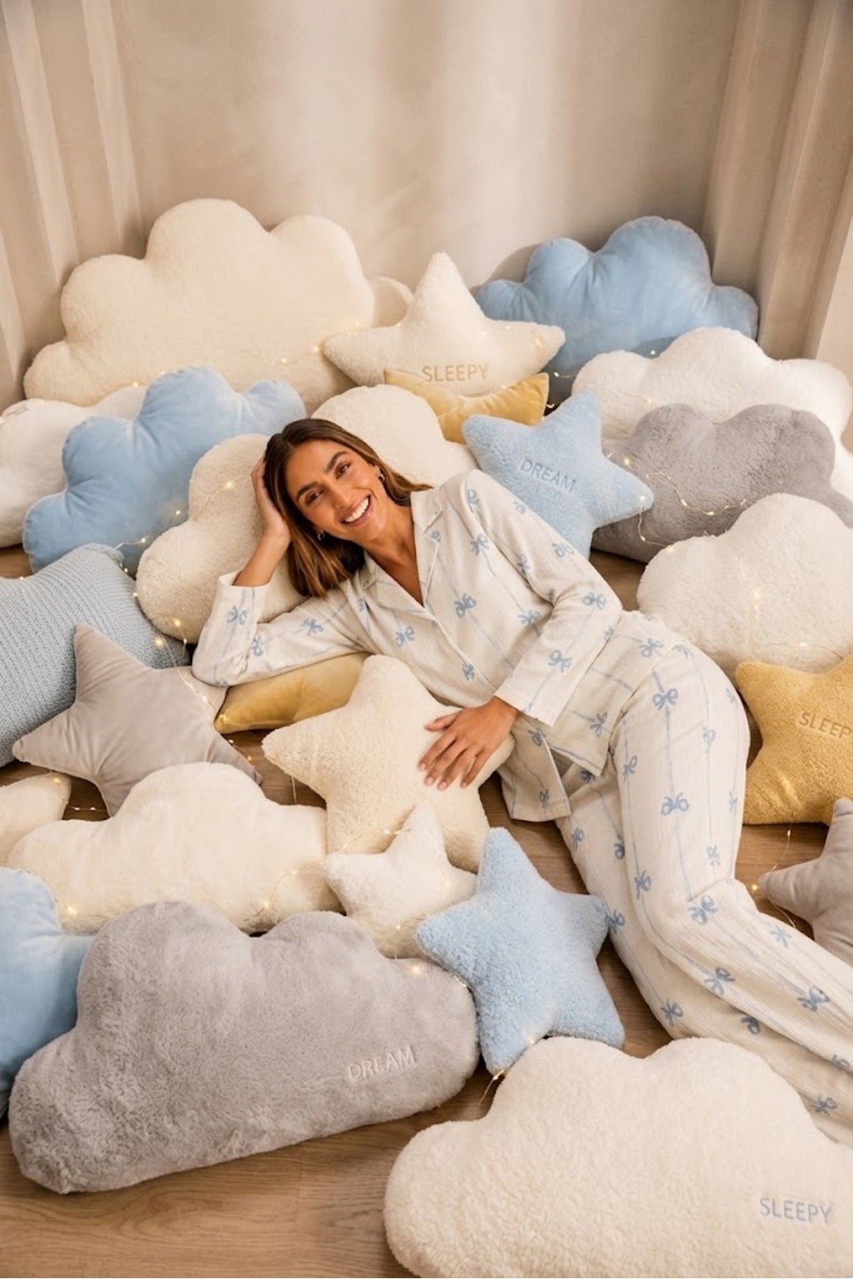 Kadın Önden Düğmeli Uzun Kollu Alt Üst Pijama Takımı