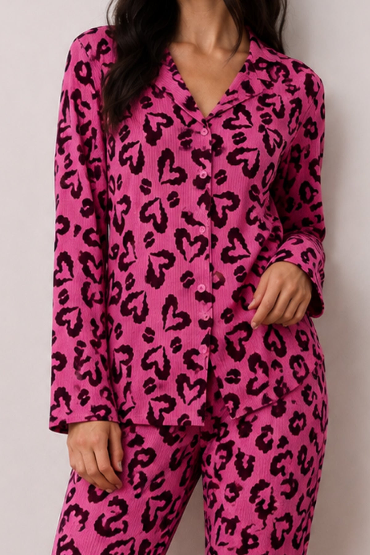 Kadın Düğmeli Kışlık Ev Pijama Takımı