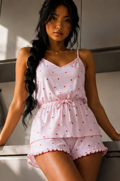 Kadın Yuvarlak Yaka Lastikli Pijama Takımı