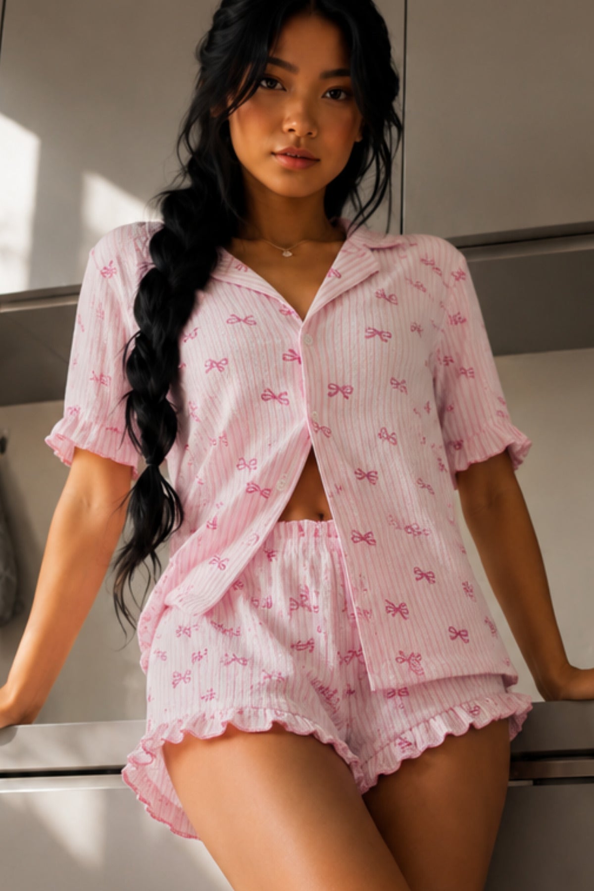 Kadın Cool Elastanlı Pijama Takımı Yazlık