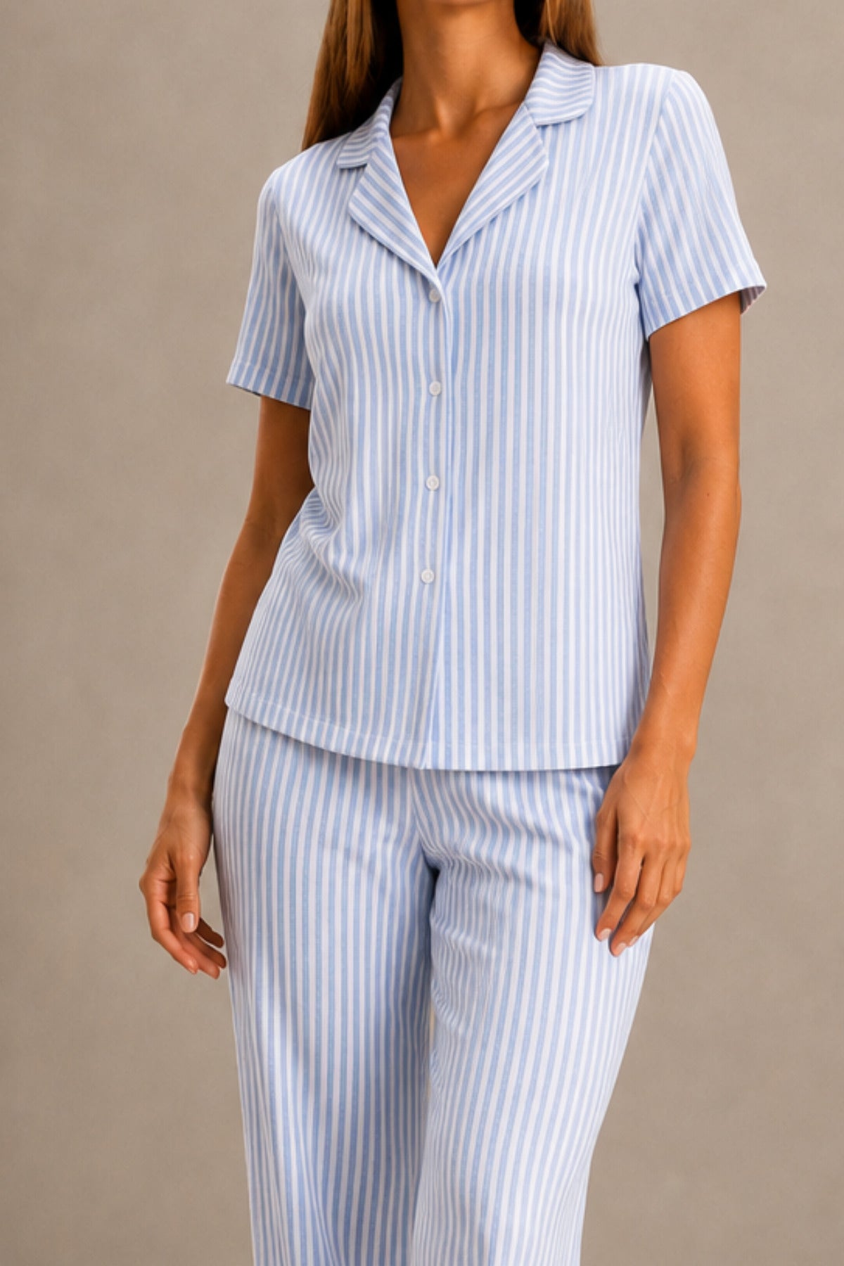 Kadın Kısa Kol Rahat Kalıp Şık Pijama Takımı